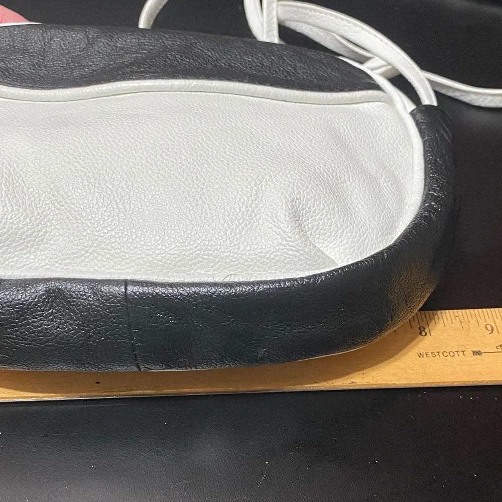 Vintage Black and White Women's leather Crossbody Bag